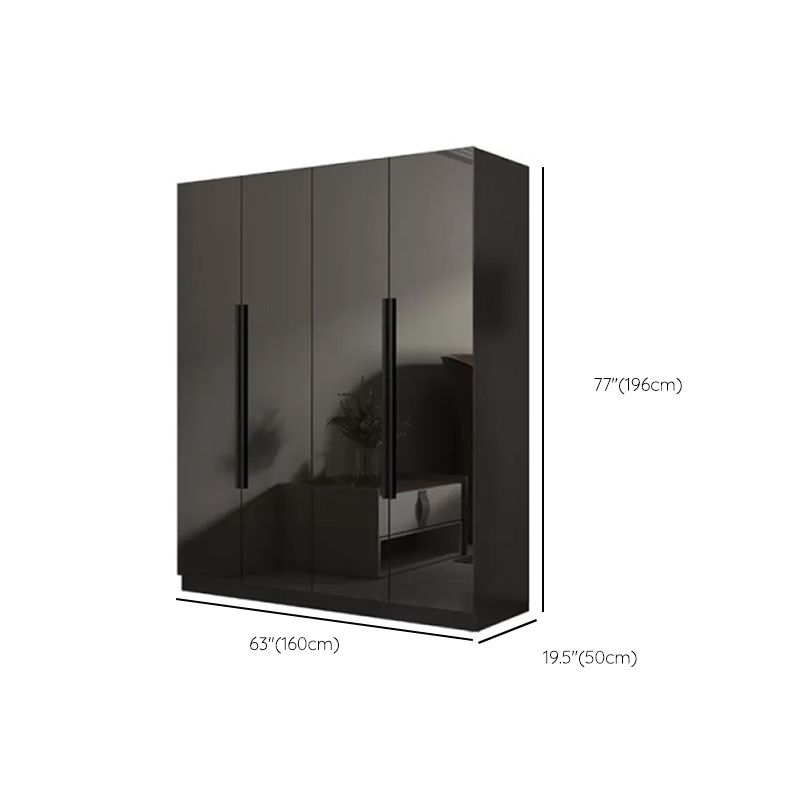 Modern Glass Doors Wardrobe Cabinet Black Bedroom Storage Cabinet