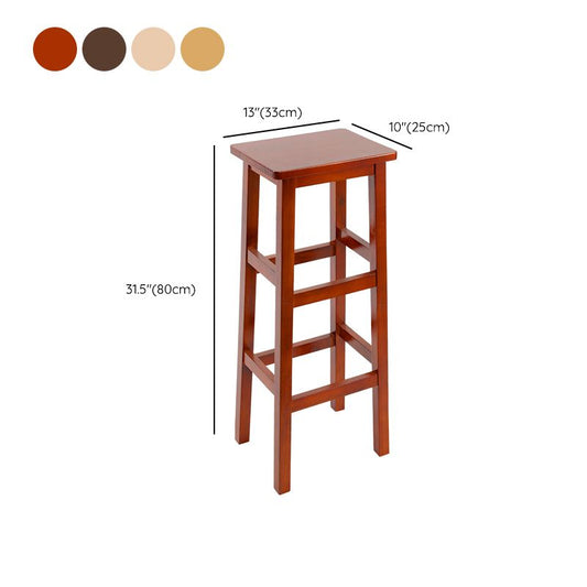Solid Wood Bar Stool Backless Footrest Counter Stool for Home Use