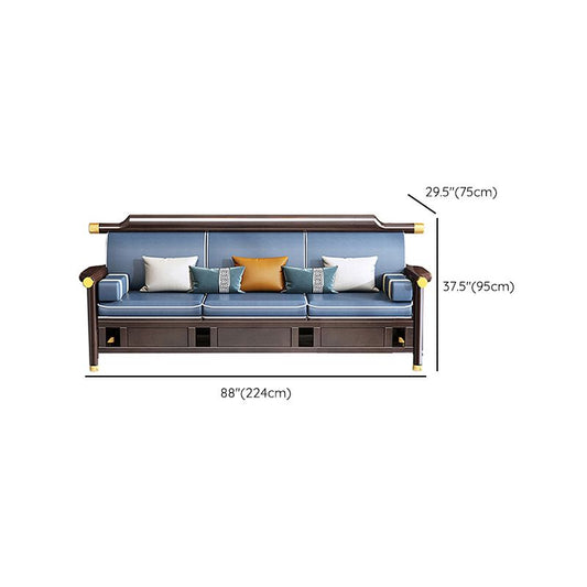 Zeitgenössischer Stil Holzrahmen Faux Ledersofa für Wohnzimmer