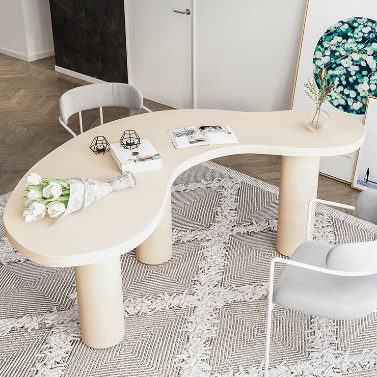 フリーフォームソリッドウッドワーキングテーブル3脚の産業オフィステーブル