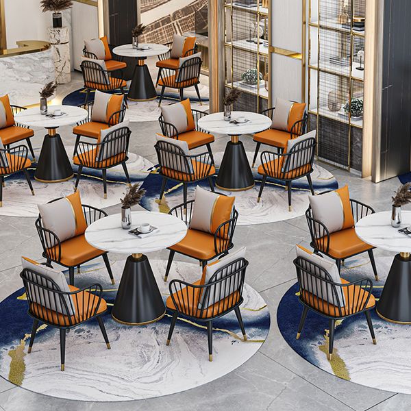 Metal Modern Round Indoor Table Sintered Stone Table for Kitchen Clearhalo 'Dining Tables & Seating' 'Dining Tables' 'dining_table' 'furn' 'furn_dining_table' 'Furniture' 'Kitchen & Dining Furniture' 1200x1200_e96ecd9d-4328-4e8a-8383-ae15c5ffcf6f