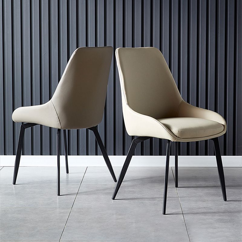 Industrial Arm Solid Back Dining Side Chair Leather Dining Side Chair Clearhalo ' kitchen&dining_furn' 'Dining Chairs' 'Dining Tables & Seating' 'dining_chair' 'furn' 'furn_dining_chair' 'Furniture' 'furniture_dining_chair' 'Kitchen & Dining Furniture' 'kitchen' 1200x1200_e96f2432-169b-4ea4-a784-c9bdf56c2cc1