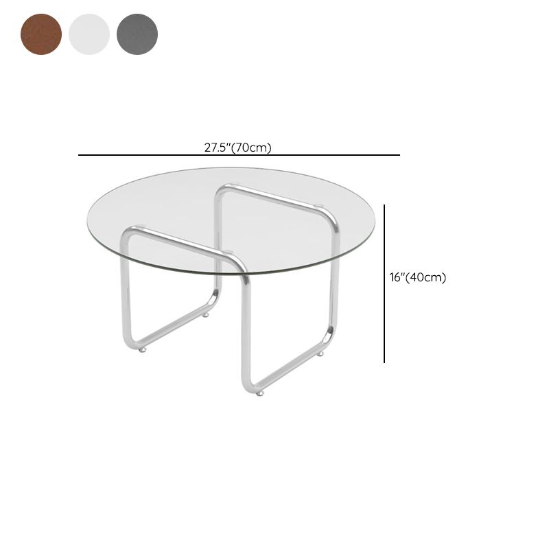 Round Glass Top Coffee Table Stainless Steel Sled Base Cocktail Table Clearhalo 'Coffee & Accent Tables' 'Coffee Tables' 'coffee_tables' 'furn' 'furn_coffee_tables' 'Furniture' 'Living Room Furniture' 1200x1200_e96fa77a-4532-4eec-aa44-6028f2db60e5