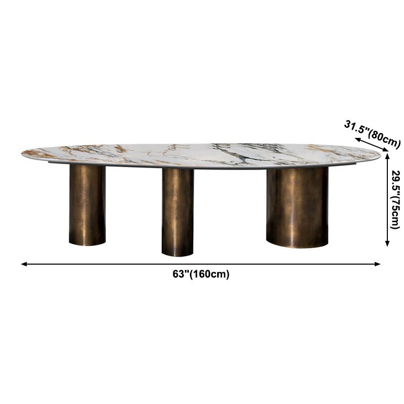 Oval Sintered Stone Dining Table Luxury Kitchen Table with Metal 3 Legs Clearhalo ' dining_table' 'Dining Tables & Seating' 'Dining Tables' 'furn' 'furn_dining_table' 'Furniture' 'furniture_dining_table' 'Kitchen & Dining Furniture' 'kitchen&dining_furn' 'kitchen' 'kitchen_dining_table' 1200x1200_e97145c8-f8de-4cf1-a646-1b1b5e0679cd