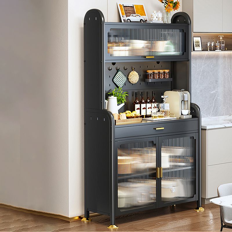 Porte di vetro a scaffalatura regolabile armadio nero cucina nera