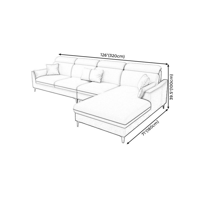 Faux Leather Pillow Top Arm Sectional 39.37"High Modern Sofa and Chaise Clearhalo 'furn' 'furn_sectionals' 'Furniture' 'furniture_sectionals' 'Living Room Furniture' 'Sectionals' 1200x1200_e972d79d-1e6b-4fef-a25c-7257ec7d63f3
