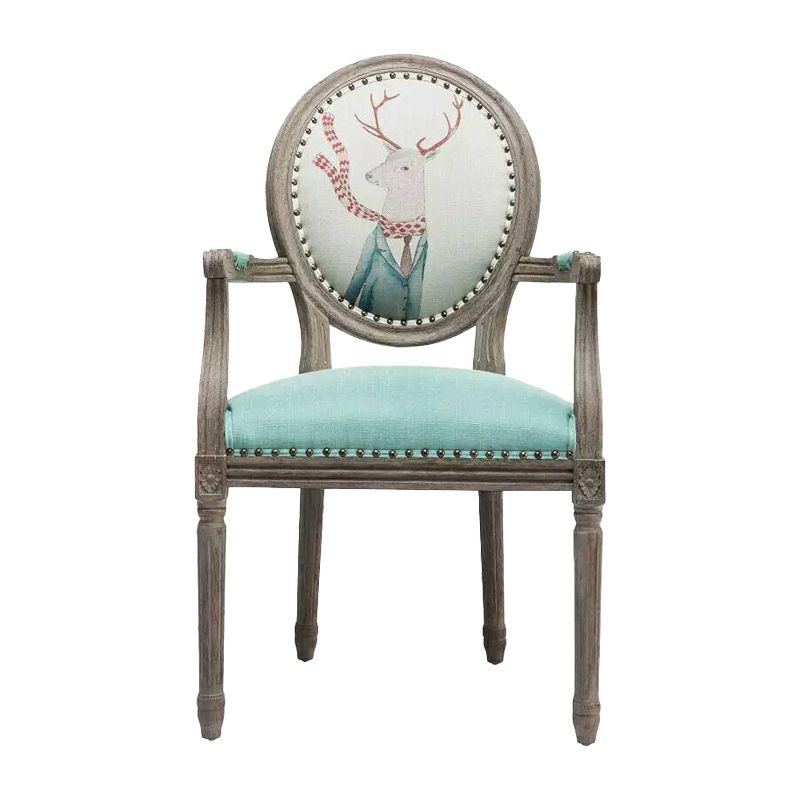 Country Style Dining Arm Chair King Louis Back Side Chair with Wood Legs for Home Use Clearhalo ' kitchen&dining_furn' 'Dining Chairs' 'Dining Tables & Seating' 'dining_chair' 'furn' 'furn_dining_chair' 'Furniture' 'furniture_dining_chair' 'Kitchen & Dining Furniture' 'kitchen' 1200x1200_e974dd84-a277-4970-80f4-4a0b54aad607