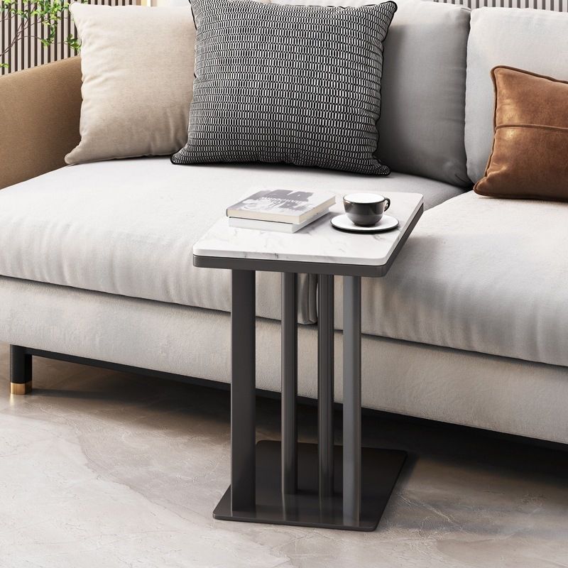 Contemporary Metal C Side Table Slate Top Rectangular Side Table