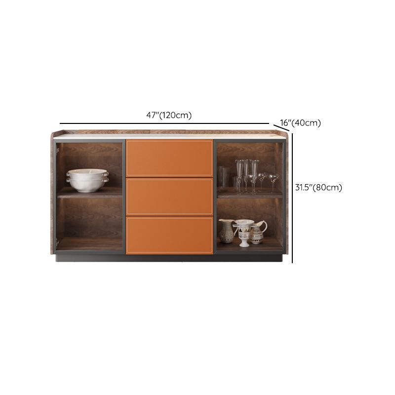 Glam Stone Sideboard Cabinet Sideboard 3 Drawers Server with Storage Clearhalo 'buffet_sideboard' 'Buffets & Sideboards' 'furn' 'furn_buffet_sideboard' 'Furniture' 'Kitchen & Dining Furniture' 1200x1200_e9750fde-2065-4c60-a058-b1d4992983f4