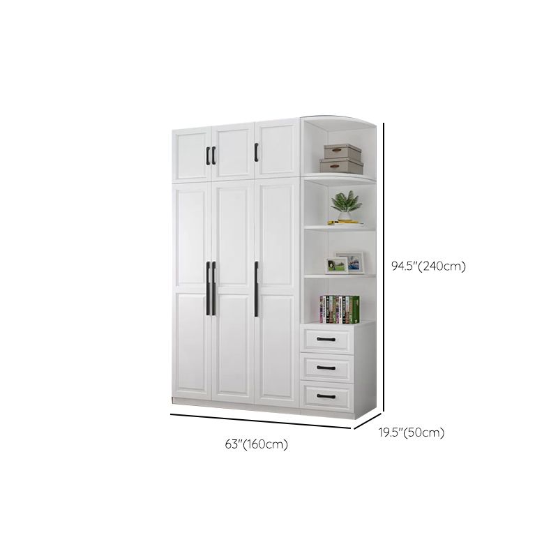 Freestanding Wood Frame Wardrobe Modern Hinged Soft Close Doors Wardrobe and Drawers Clearhalo 'Armoires & Wardrobes' 'armoires_wardrobes' 'Bedroom Furniture' 'furn' 'furn_armoires_wardrobes' 'Furniture' 1200x1200_e975535d-0300-4a71-871e-2ff2a6b0a125