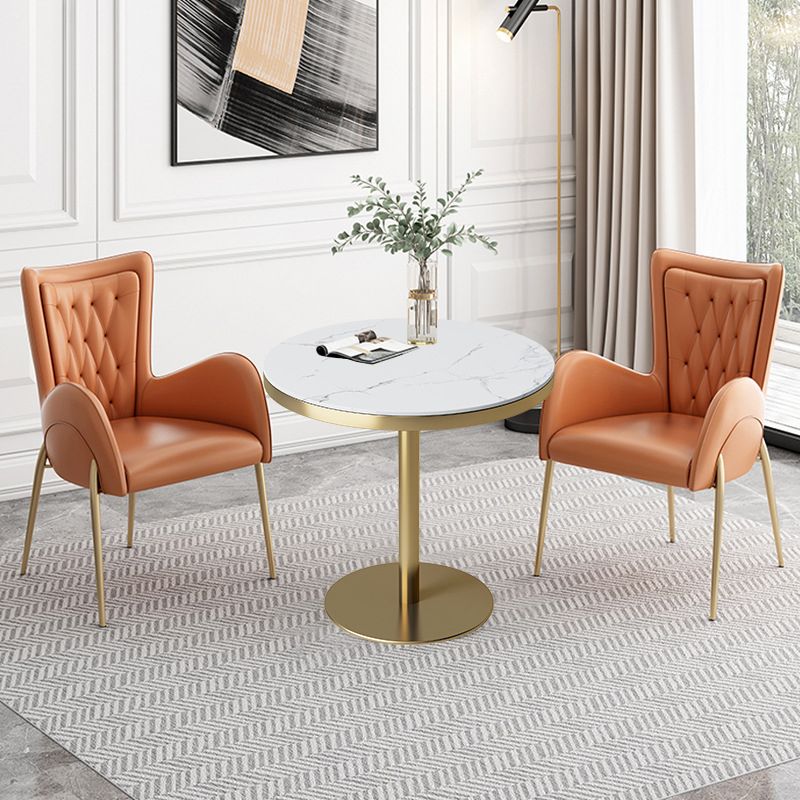Glam Sintered Stone Dining Table Set Round 1/2/3/5 Pieces Dining Set Clearhalo 'Dining Room Sets' 'Dining Tables & Seating' 'dining_room_set' 'furn' 'furn_dining_room_set' 'Furniture' 'Kitchen & Dining Furniture' 1200x1200_e975d8a2-cfb9-406a-aa4f-bc76aa4582be
