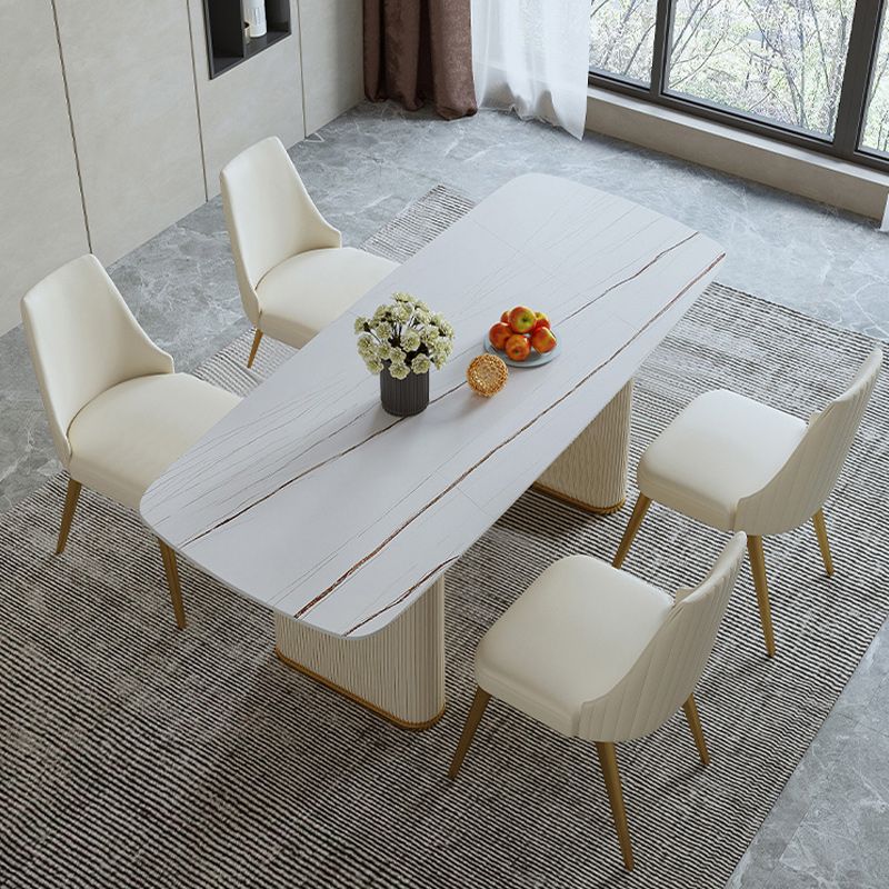 1/2/5/7 Pieces Dining Set Glam Style Rectangle Sintered Stone Dining Table Set Clearhalo 'Dining Room Sets' 'Dining Tables & Seating' 'dining_room_set' 'furn' 'furn_dining_room_set' 'Furniture' 'furniture_dining_room_set' 'Kitchen & Dining Furniture' 'kitchen&dining_furn' 'kitchen' 1200x1200_e976c91c-5cee-44bf-94c3-b8ca2ddf7879
