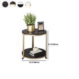 Modern 21.6" Tall Slate Round Side Table Metal Frame End Table with Shelf