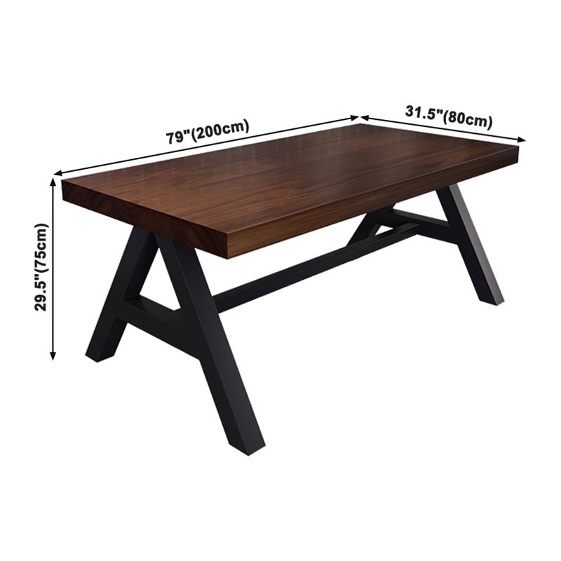 Industrial Solid Wood Dining Table Brown Rectangle Table with Trestle Base for Dinning Room Clearhalo ' dining_table' 'Dining Tables & Seating' 'Dining Tables' 'furn' 'furn_dining_table' 'Furniture' 'furniture_dining_table' 'Kitchen & Dining Furniture' 'kitchen&dining_furn' 'kitchen' 'kitchen_dining_table' 1200x1200_e97c7b74-c9f2-469a-8012-11f681ba7944