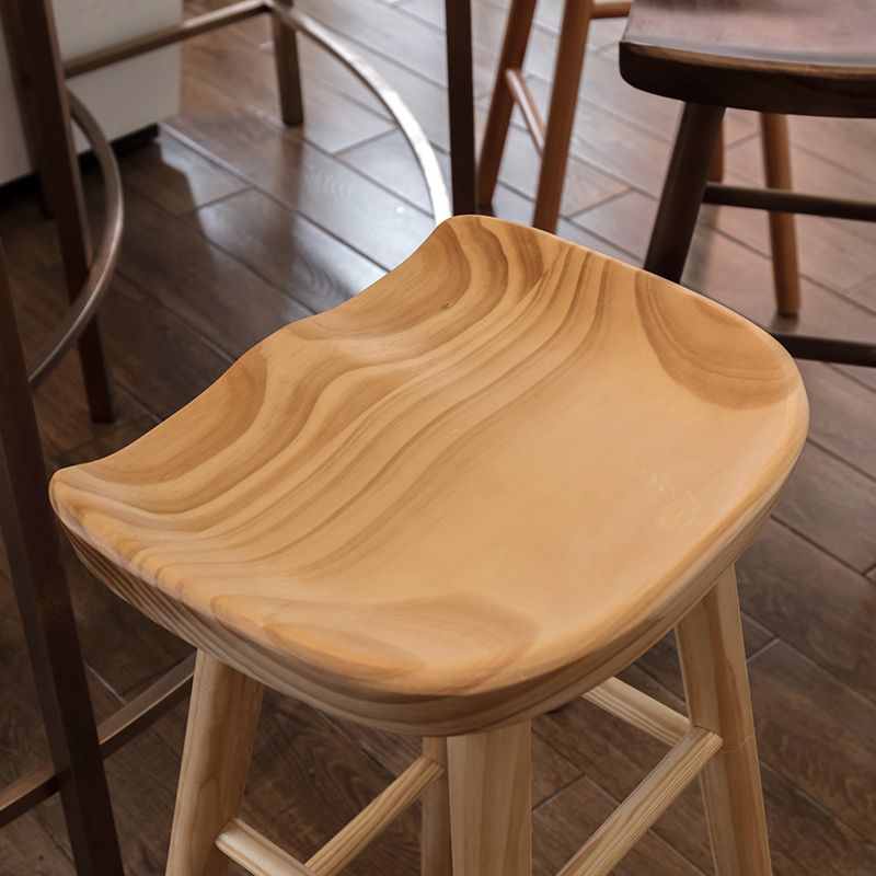 Modern Armless Counter Stool Pine Wood Cafe Bar Stool with Wooden Seat and Pedal Clearhalo 'Bar Furniture' 'Bar Stools' 'bar_stools' 'furn' 'furn_bar_stools' 'Furniture' 'furniture_bar_stools' 'Kitchen & Dining Furniture' 1200x1200_e97e499e-e7f7-4dd3-9197-9d38803c458a