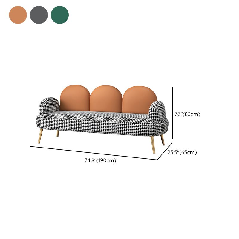 Contemporary Camel Back Standard Sofa Fabric Round Arm Sofa for Bonus Room
