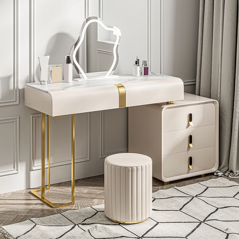 Glam Slate Top make -up ijdelheid bureau met lade, beige kleedtafel