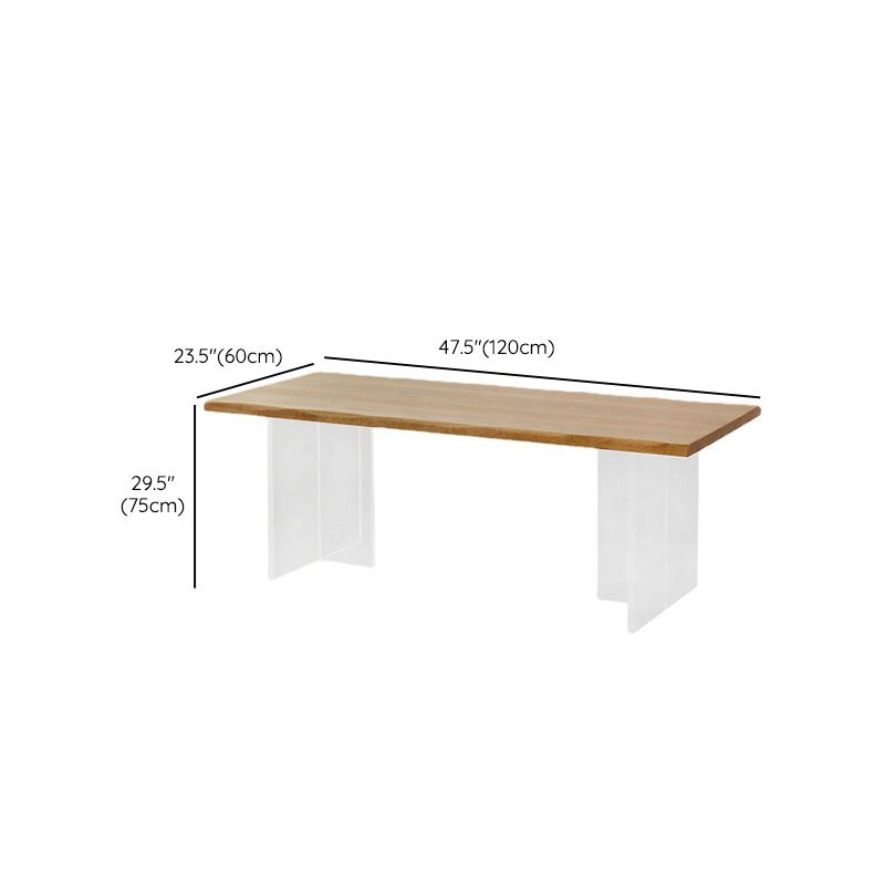 Modern Pine Wood Dining Table Rectangle Table with Double Pedestal Base for Dining Room