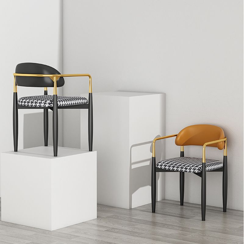 Contemporary Style Kitchen Metal Dining Chairs Open Back Dining Arm Side Chairs Clearhalo ' kitchen&dining_furn' 'Dining Chairs' 'Dining Tables & Seating' 'dining_chair' 'furn' 'furn_dining_chair' 'Furniture' 'furniture_dining_chair' 'Kitchen & Dining Furniture' 'kitchen' 1200x1200_e9828b7e-789d-41f9-a9eb-d3f861b54557