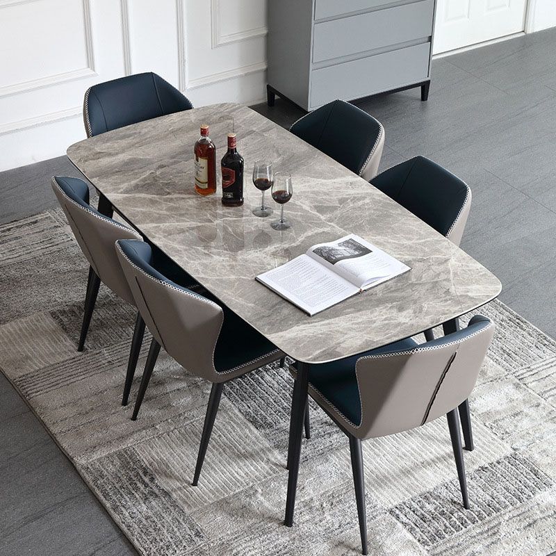 Stone Top Dining Table Traditional Luxury Table with 4 Legs in Black Clearhalo 'Dining Tables & Seating' 'Dining Tables' 'dining_table' 'furn' 'furn_dining_table' 'Furniture' 'furniture_dining_table' 'Kitchen & Dining Furniture' 'kitchen' 'kitchen_dining_table' 1200x1200_e985ae10-699a-4e6e-ada4-741ad43499c3