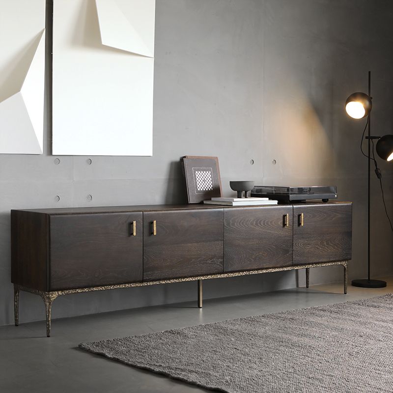 Glam Brown Media Console Wood TV Console with Metal Legs for Living Room Clearhalo 'furn' 'furn_tv_stands_entertainment_centers' 'Furniture' 'Living Room Furniture' 'TV Stands & Entertainment Centers' 'TV Stands & Media Storage Furniture' 'tv_stands_entertainment_centers' 1200x1200_e9864a69-257d-4a42-b5d7-71f3e6e9a680