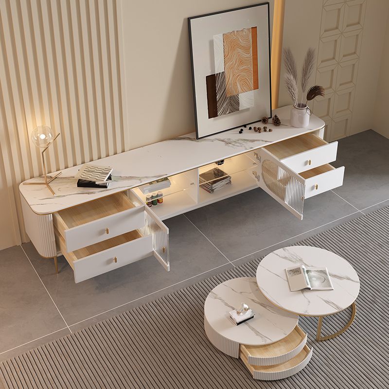 Modern TV Console Stone Media Console TV Stand with 4 Drawers Clearhalo 'furn' 'furn_tv_stands_entertainment_centers' 'Furniture' 'Living Room Furniture' 'TV Stands & Entertainment Centers' 'TV Stands & Media Storage Furniture' 'tv_stands_entertainment_centers' 1200x1200_e9867bf4-55a5-4b1b-804a-ac7f15bf8623