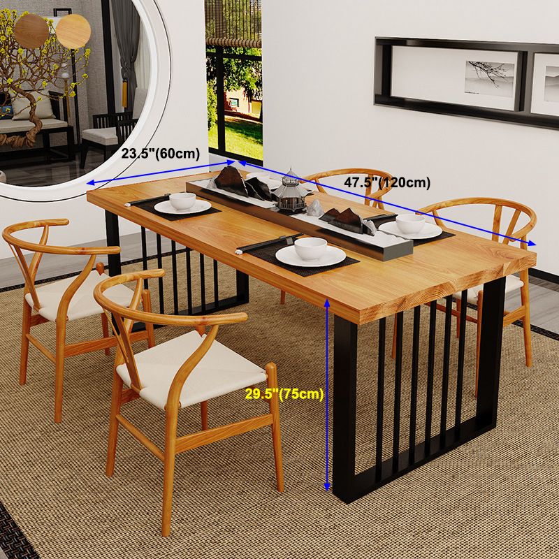 Contemporary Wood Dining Table Rectangle Dining Table with Pedestal Base in Black Clearhalo 'Dining Tables & Seating' 'Dining Tables' 'dining_table' 'furn' 'furn_dining_table' 'Furniture' 'furniture_dining_table' 'Kitchen & Dining Furniture' 'kitchen' 'kitchen_dining_table' 1200x1200_e9892d51-826e-46d7-94a1-d2b55c9c28ba