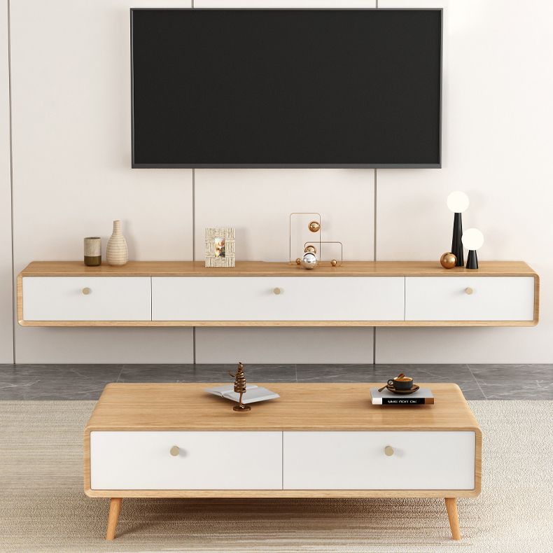 Contemporary Style Wall-mounted TV Stand Rubber Wood TV Cabinet Clearhalo 'furn' 'furn_tv_stands_entertainment_centers' 'Furniture' 'Living Room Furniture' 'TV Stands & Entertainment Centers' 'TV Stands & Media Storage Furniture' 'tv_stands_entertainment_centers' 1200x1200_e98957ae-4020-49d8-977e-4b0ec72c33d1
