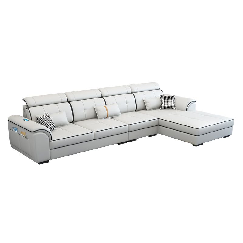 Pillowed Back Cushions Cotton Blend /Faux Leather Furniture Sectionals Clearhalo 'furn' 'furn_sectionals' 'Furniture' 'furniture_sectionals' 'kitchen' 'kitchen_sectionals' 'Living Room Furniture' 'Sectionals' 1200x1200_e98b4463-1940-40b0-8c90-a00c5ca42a69