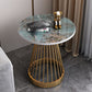 21.6"H Modern Metal Frame Base Slate Round Coffee Table End Table