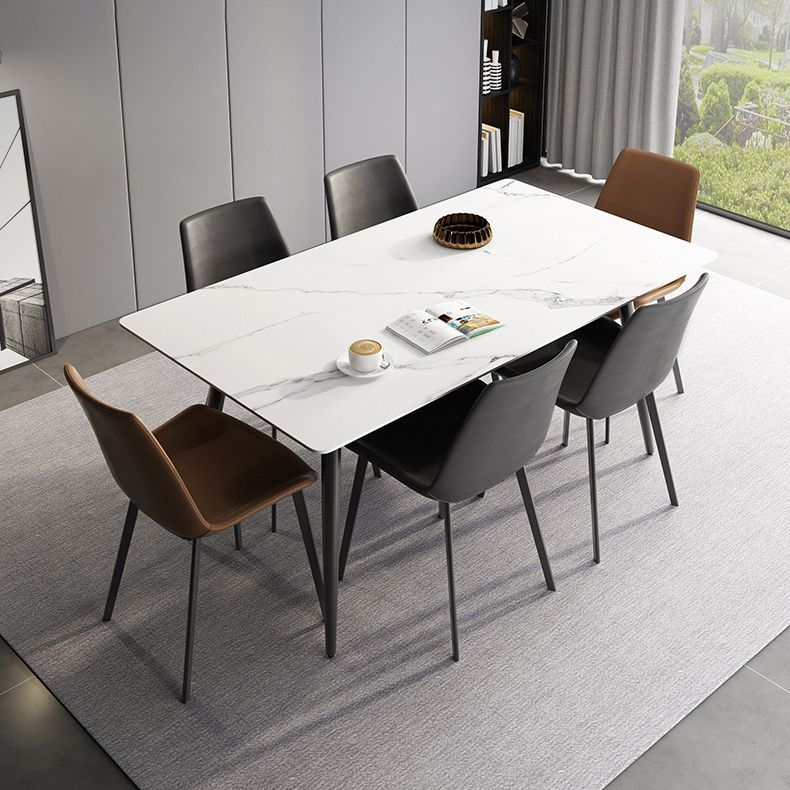 Industrial Rectangle Dining Table Stone 4 Legs Furniture for Dining Room Clearhalo ' dining_table' 'Dining Tables & Seating' 'Dining Tables' 'furn' 'furn_dining_table' 'Furniture' 'furniture_dining_table' 'Kitchen & Dining Furniture' 'kitchen&dining_furn' 'kitchen' 'kitchen_dining_table' 1200x1200_e98e4a76-3397-45c8-aee2-38d1a5370673