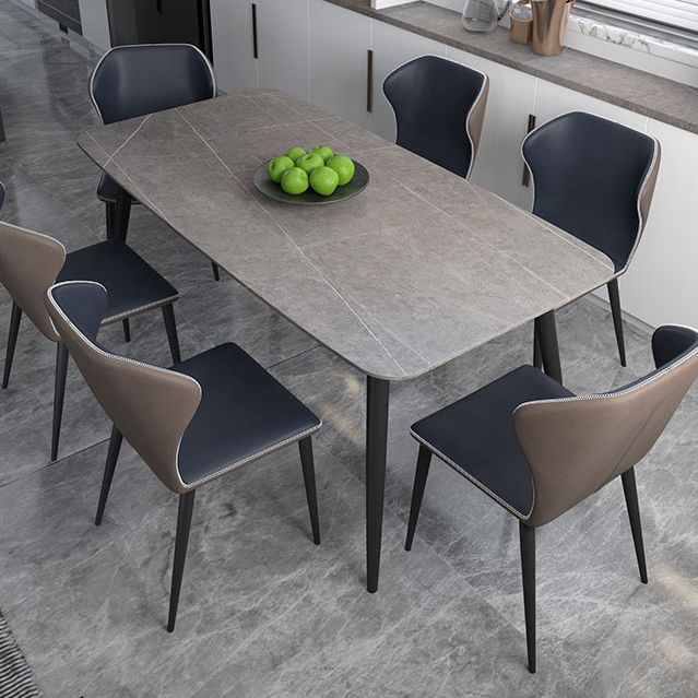 Modern Rectangle Dining Table Grey Sintered Stone Dinner Table for Dining Room Clearhalo 'Dining Tables & Seating' 'Dining Tables' 'dining_table' 'furn' 'furn_dining_table' 'Furniture' 'Kitchen & Dining Furniture' 1200x1200_e98ee914-37ce-4ca3-9344-d4242187b309