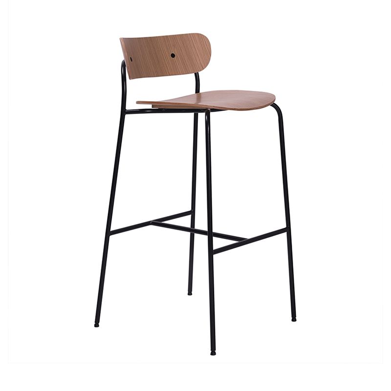Industrial Iron Simple Barstool Restaurant Tall Stool with Wood Seat, 1 Piece Clearhalo 'Bar Furniture' 'Bar Stools' 'bar_stools' 'furn' 'furn_bar_stools' 'furniture_bar_stools' 'Kitchen & Dining Furniture' 'kitchen&dining_furn' 'kitchen' 'kitchen_furn' Furniture' 1200x1200_e99175af-cddc-4c93-9f97-6a0615100703