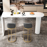 Zeitgenössischer weißer Doppelstärke Tisch Holz und Eisenstange Esstisch