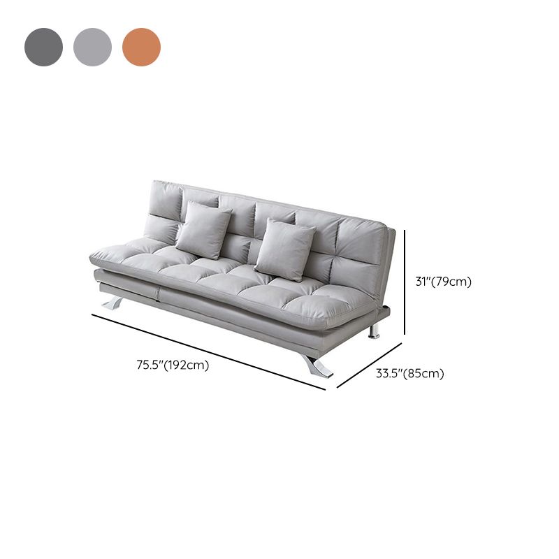 Contemporary Faux Leather Biscuit Back Armless Sofa For Living Room