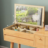 Scandinavian 3-Drawer Solid Wood Flip-top Dressing Vanity Make-up Table Clearhalo 'Bedroom Furniture' 'furn' 'furn_makeup_vanities' 'Furniture' 'Makeup Vanities' 'makeup_vanities' 1200x1200_e993d17f-5ec1-41ce-ae07-fefc362b6c0c