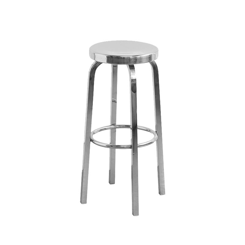 Industrial Stainless Steel Counter Stool Round Backless Bar Stool with Footrest