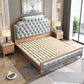 Victorian Style Bed Frame Rubberwood Bed with Upholstered Headboard