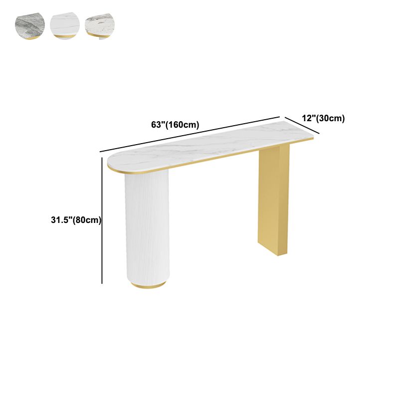 Glam Half Moon Console Table Marble Stain Resistant Scratch Resistant Console Clearhalo 'Console Tables' 'console_tables' 'Entry & Mudroom Furniture' 'furn' 'furn_console_tables' 'Furniture' 1200x1200_e997a30b-a9fd-4ee7-9307-ca99ca9aa140