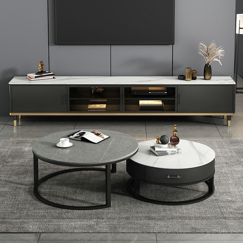 Stone TV Media Console Console TV con contenitore chiuso con ante