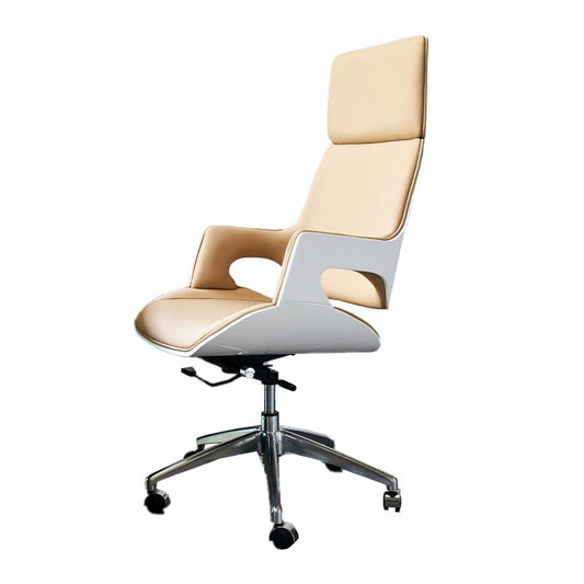 Silla de gerentes giratorios contemporáneos escritorio marrón de cuero falso