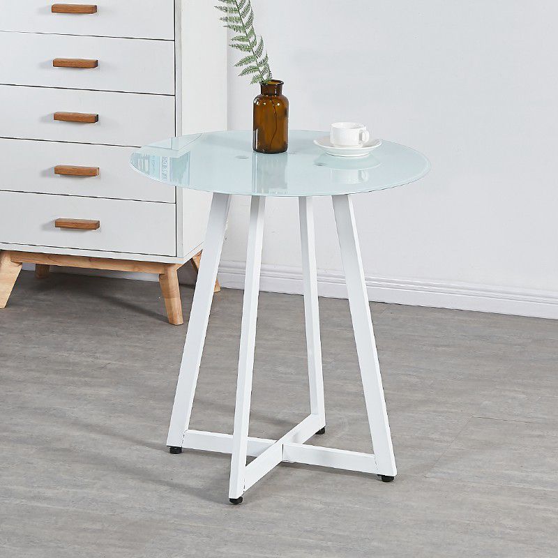 Simplicity Style Round Pedestal Dining Table Clear Glass Home Furniture Clearhalo ' dining_table' 'Dining Tables & Seating' 'Dining Tables' 'Furniture' 'furniture_dining_table' 'Kitchen & Dining Furniture' 'kitchen&dining_furn' 'kitchen' 'kitchen_dining_table' 1200x1200_e998b47a-6899-4855-984c-5e44f61f6815