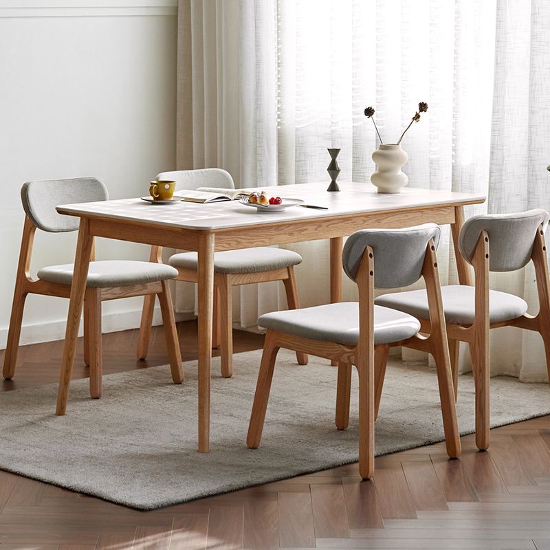 1/5 Pcs Modern Stone Rectangle Shape Dinette Table with Armless Chair