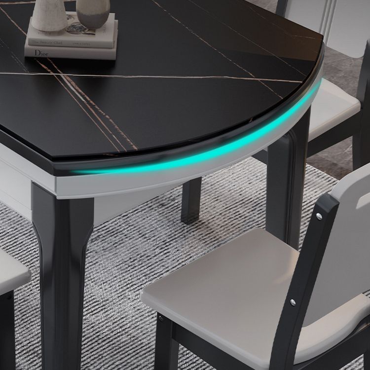 7 Pcs Modern Dining Room Set with Round Table and 4 Legs Base Dining Set with Armless Chairs Clearhalo 'Dining Room Sets' 'Dining Tables & Seating' 'dining_room_set' 'furn' 'furn_dining_room_set' 'Furniture' 'furniture_dining_room_set' 'Kitchen & Dining Furniture' 'kitchen&dining_furn' 'kitchen' 1200x1200_e99b3441-8393-4850-9711-66acd88ad7dd