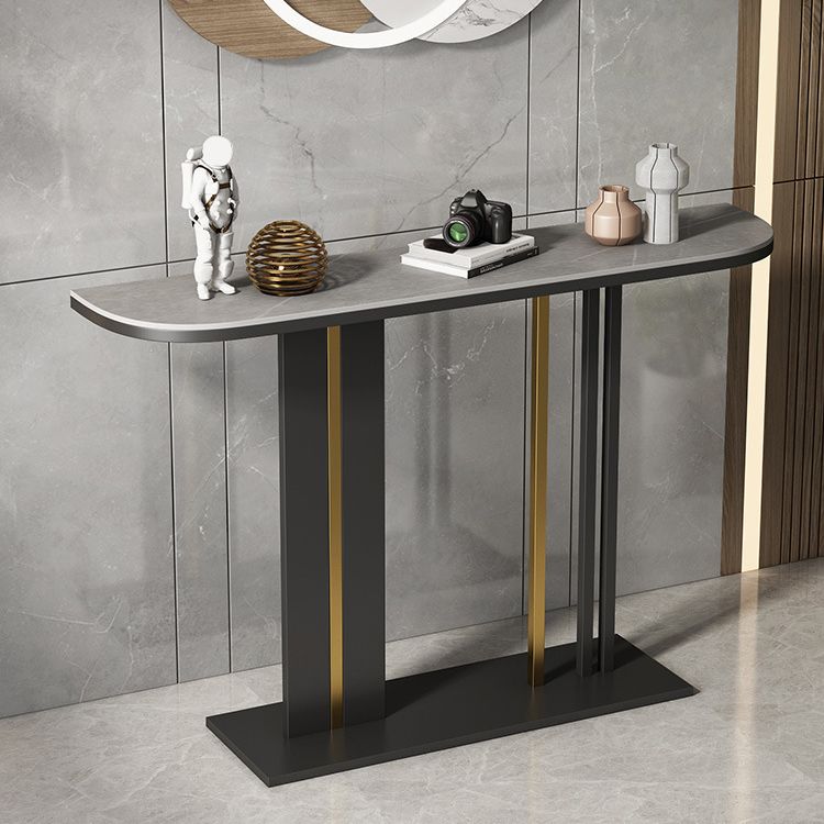 Modern Stone Console Table 11.81" W Half Moon Accent Table for Hall Clearhalo 'Console Tables' 'console_tables' 'Entry & Mudroom Furniture' 'furn' 'furn_console_tables' 'Furniture' 1200x1200_e99b5497-1b9f-42ae-835f-3bb6320b3edb