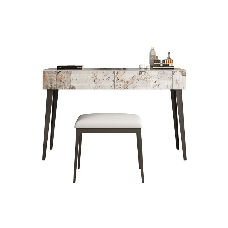 Stone Top -Schminktischhocker schwarze Eitelkeit mit Holzschubladen