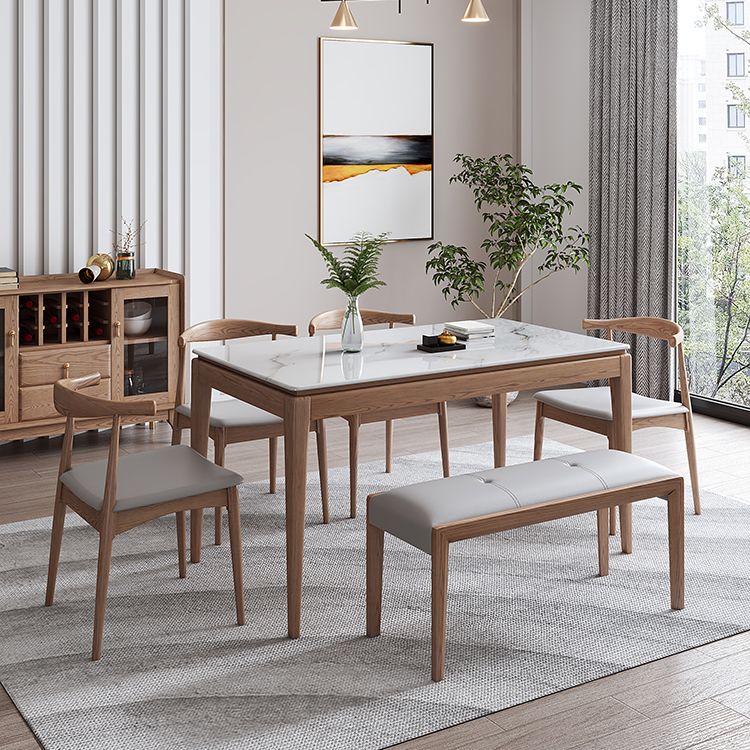 Rectangle Mid-Century Modern Dining Table White Sintered Stone Table with 4 Ash Solid Wood Legs Clearhalo ' dining_table' 'Dining Tables & Seating' 'Dining Tables' 'furn' 'furn_dining_table' 'Furniture' 'furniture_dining_table' 'Kitchen & Dining Furniture' 'kitchen&dining_furn' 'kitchen' 'kitchen_dining_table' 1200x1200_e9a0d646-3241-4246-90a3-f3d6f988d820