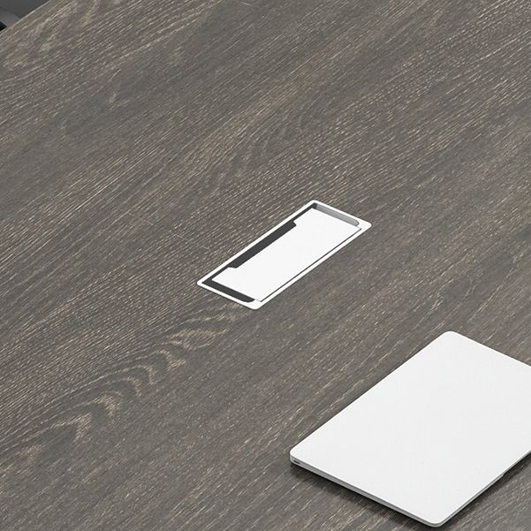 Parsons Industrial Writing Desk Dark Taupe Curbe Office Bureau métal et bois artificiel