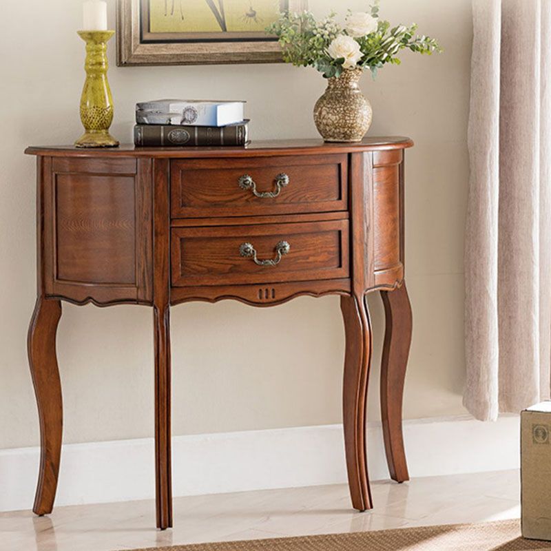 Wooden Console Table Mid Century Modern 14 Inch Wide Accent Table