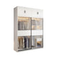 Contemporary Style Wardrobe Glass 2-Door Wardrobe Closet with Shelves